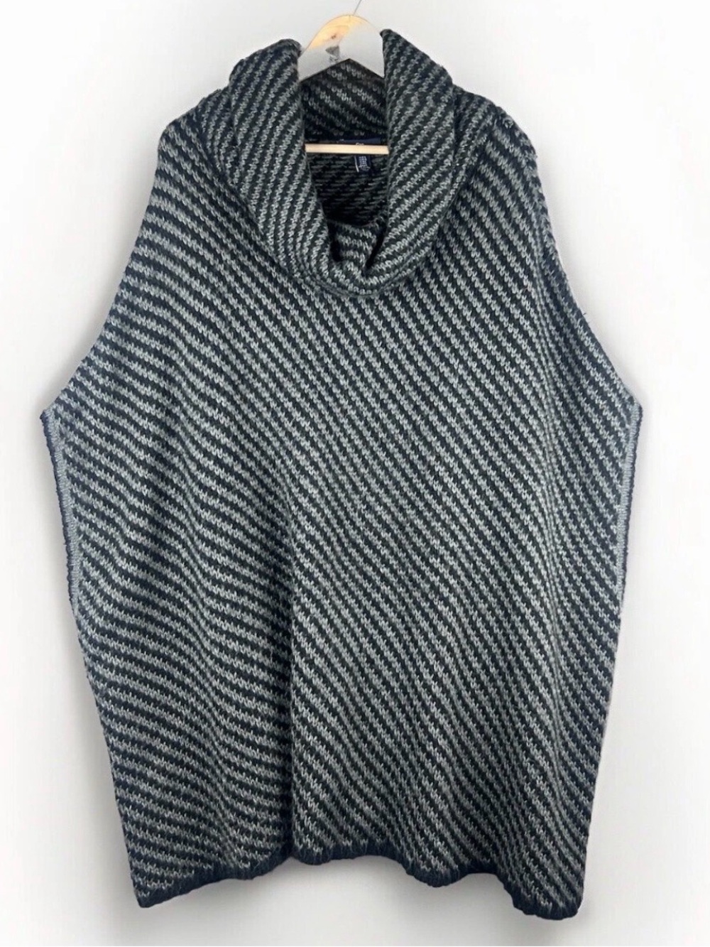 GAP Black and Gray Knit Cowl Neck Poncho M/L